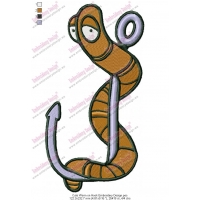 Cute Worm on Hook Embroidery Design